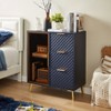 Vynxaria Storage Drawers - Modern Dark Blue Chest with Tempered Glass Doors - 3 of 4