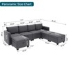 U-Shaped Modular Sectional Sofa Couch with Storage, Seater Convertible Sofa with Ottomans, Velveteen Fabric Sofa for Living Room, Grey - 2 of 4