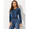 INSPIRE CHIC Women's Button Down Collarless Long Sleeve Jean Jackets - 3 of 4