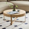 OUTSUPPLY Coffee Table, Modern Round Pedestal Table for Living Room & Bedroom - 3 of 4