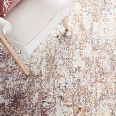 Ivory Beige Abstract Distressed Synthetic Area Rug 4'5" x 6'5"