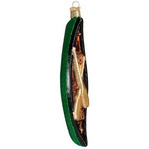 Old World Christmas Blown Glass Ornament for Christmas Tree, Green Canoe - 1 of 4