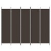 vidaXL 5-Panel Room Divider- 98.4"x78.7"- Durable, Extendable & Foldable Design- Brown Polyester Fabric Screen for Privacy & Sunlight Protection - 3 of 4