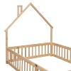 PAGED Twin Size Floor Bed Simple Modern Pine Bed Frame with House Shaped Headboard for Bedroom - 3 of 4