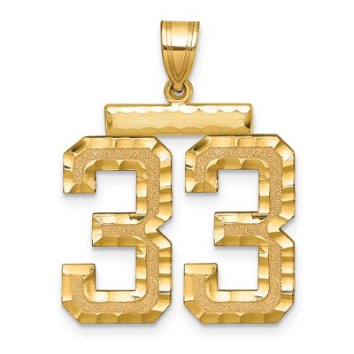 Black Bow Jewelry 14k Yellow Gold, Varsity Collection, Large D/C Pendant Number 33
