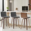 Bekrvio 26" Counter Height Bar Stools - PU Leather Swivel, L Shape Back, Upholstered, Mid-Century Modern Chairs for Kitchen Counter Island - 2 of 4