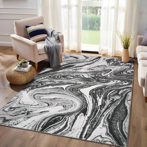 Modern Abstract Area Rug 5x7 Washable Rugs for Living Room Stain Resistant Throw Carpet with Non-Slip Backing Non Shedding - 1 of 1