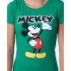 Seven Times Six Disney Womens' Classic Comfy Mickey Mouse Character Crewneck Shirt Top Green - 2 of 4