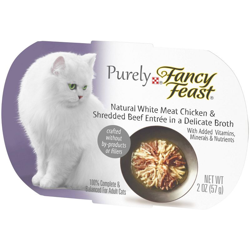 Purina Fancy Feast Purely Gourmet Wet Cat Food White Meat Chicken &#38; Shredded Beef Entr&#233;e in a Delicate Broth - 2oz, 6 of 7