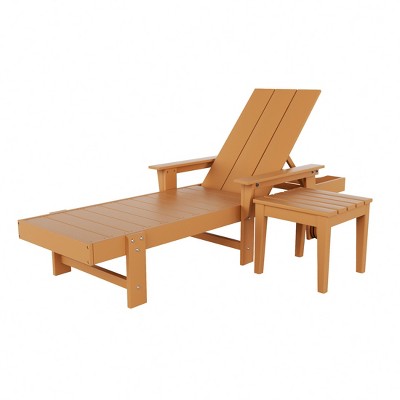 WestinTrends Ashore Modern Reclining Chaise Lounge with Side Table 2-Piece Set