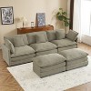 Whisen 112" Modern Design Modular Sofa Couch Upholstered Corduroy L-Shape Sectional Sofa with Two Movable Ottomans and Side Storage Pockets - 3 of 4