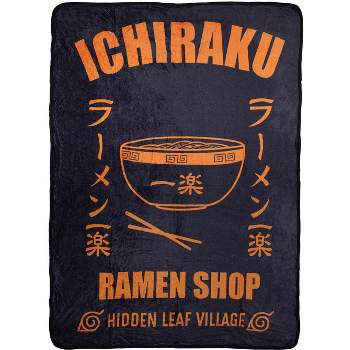 Naruto Shippuden Kakashi Ichiraku Ramen Shop Super Plush Fleece Throw Blanket Black