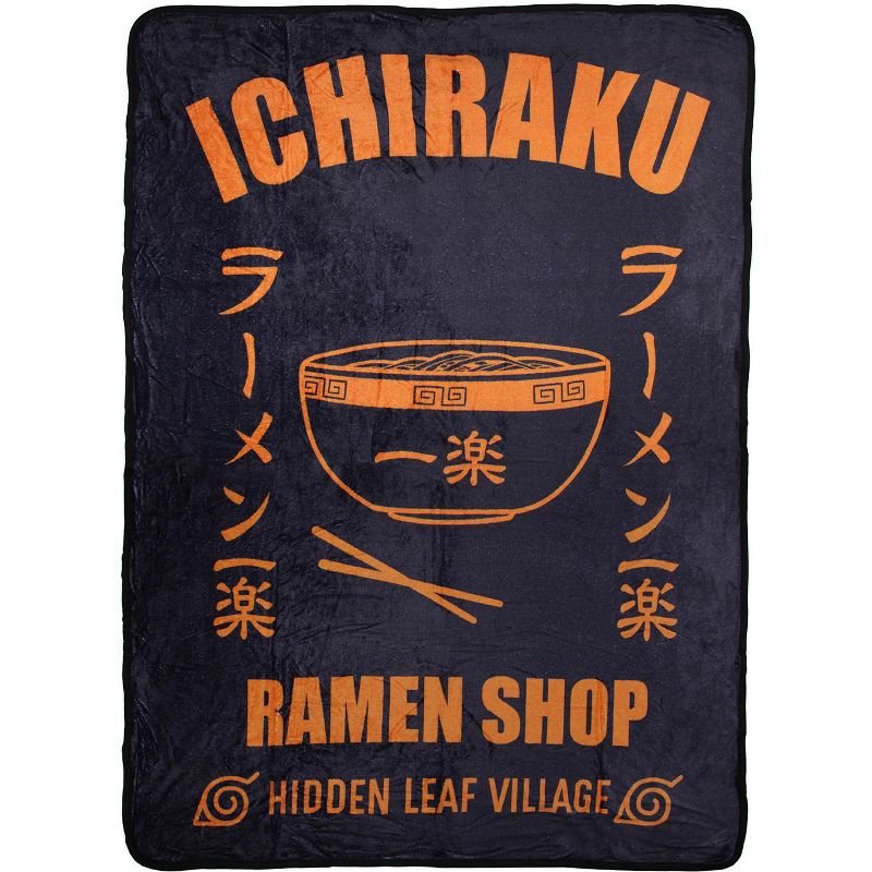 Naruto Shippuden Kakashi Ichiraku Ramen Shop Super Plush Fleece Throw Blanket Black, 1 of 4