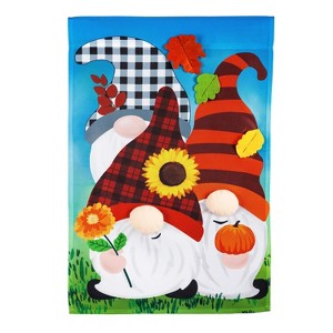 Evergreen Fall Gnome Trio Garden Applique Flag 12.5 x 18 Inches Indoor Outdoor Decor - 1 of 4