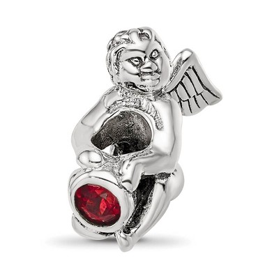 Black Bow Jewelry Sterling Silver January CZ Birthstone, Angel Bead Charm