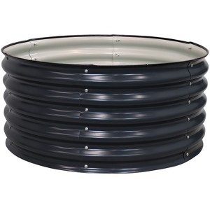 Sunnydaze Small, Circular Raised Garden Bed - Galvalume Steel Planter Box with Rubber Edge Trim - 17.25" H - 1 of 4