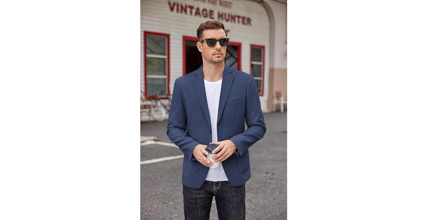 Мужской пиджак COOFANDY Casual Blazer Two Button Sport Coats Lightweight Printed Lining Suit Jacket Purple, цвет: Фиолетовый — фото 3
