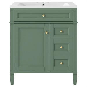 Tramull Modern Bathroom Vanity with Sink Top, 2 Drawers & Tip-Out Tray, Storage Cabinet with Soft-Close Doors - 1 of 4