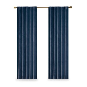 Dsvimoy Curtain Panel Room Darkening Metallic Printed Poly Velvet Rod Pocket Back Tab for Bedroom, Blue, 3.94"*9.45"*11.81" - 1 of 4