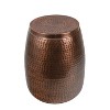 happimess Merida Modern Rustic Hammered Metal Drum Storage Side Table with Lid - 3 of 4