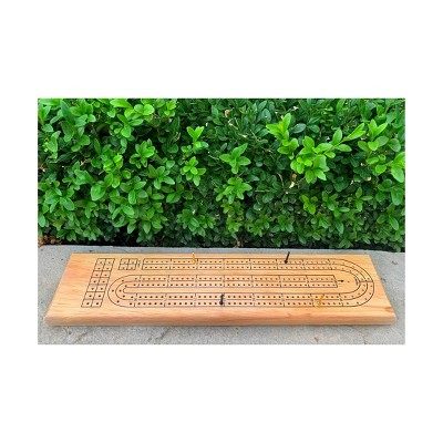 Solid Wood Cribbage Board Game with Metal Scoring Pegs