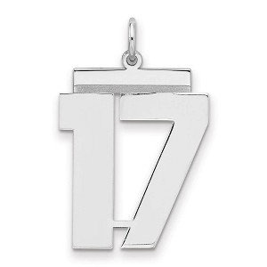 Black Bow Jewelry Sterling Silver, Athletic Collection, Large Polished Number 17 Pendant - 1 of 3