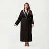 Anna-Kaci Lounge Women's Plus Size Long Robe with Lace Trim on Collar and Cuffs Featuring Soft Flowing Fabric and Adjustable Belt - 3 of 4