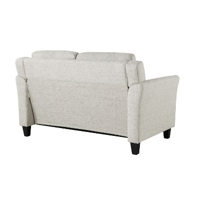 Beige Tufted Microfiber Loveseat with Flared Arms