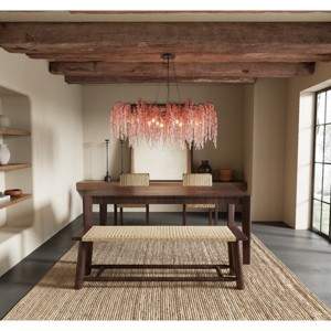 4 PCS Farmhouse Extendable Dining Table Set, Solid Wood Table with Removable Leaf, Wood Frame Bench and Chair with Rattan Cushion-Baofuwish - 1 of 4