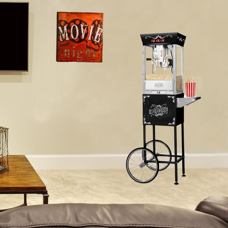 Great Northern Popcorn 8 oz. Matinee Antique Style Popcorn Machine - Electric Popcorn Maker Cart - Black, 5 of 6