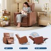 Swivel Rocking Nursery Recliner Chair Rocker Recliner Glider Deep Seat PU Leather Sofa Chair with high Backrest for Nursery - 3 of 4