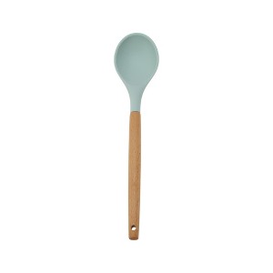 Unique Bargains Spoon Hand Wash Only Large Solid Spoon Silicone Wooden Handle 12.6" 1 Pc - 1 of 4