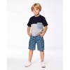 Deux par Deux Boy Organic Cotton Colorblock Tee Gray, Navy and Teal - 2 of 4