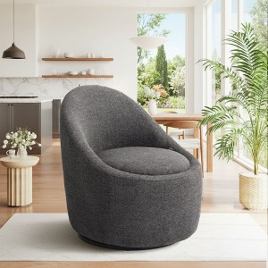 Modern Barrel Swivel Chairs with Concealed Storage, Round Upholstered Accent Chairs - 1 of 4