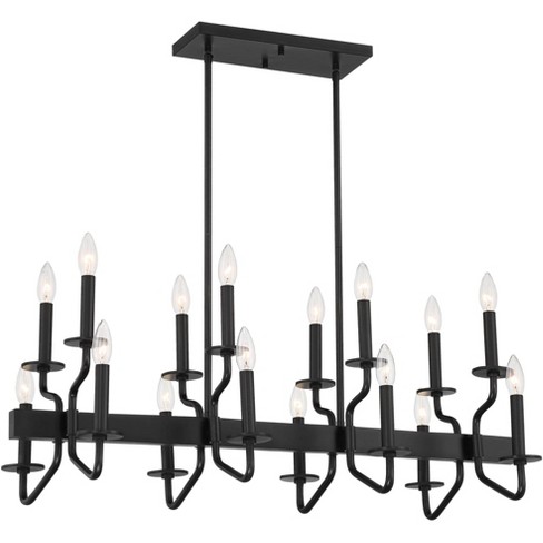 Franklin Iron Works Gloss Black Linear, Linear Pendant Light Fixture Black And White