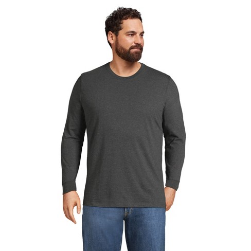 Lands' End Men's Big Tall Super-t Long Sleeve T-shirt - 4x Big Tall - Dark Charcoal Heather : Target