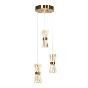 LNC Katsumata 3-Lights 11.8" Luxury and Glam Cluster Hourglass-Shaped Integrated LED Chandelier,Brass - 1 of 4