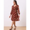 Allegra K Women's Boho Floral V Neck Tie Waist Long Sleeve Chiffon Wrap Midi Dress - 3 of 4