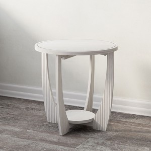JIONJOY Vintage French Country Round End Table with Storage Shelf - 1 of 3