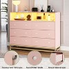 Dresser for Bedroom With LED Light & Charging Station, 6 Drawers Wooden Dressers , Modern Chest of Wide Drawers for Bedroom Room, Entryway, Hallway - 4 of 4
