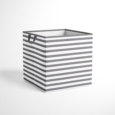 Bacati - Pin Stripes white/Gray Storage Box Small