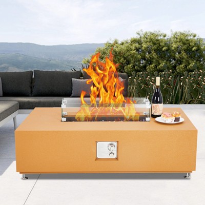 COZONY 36/48/56" Propane Fire Pit Table, 50,000 BTU Dual-Use Outdoor Heater with Wind Guard & Cover