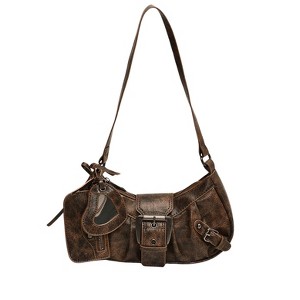 Y2k Shoulder Bag Buckle Western Vintage Hobo Pu Leather Handbags with Coin Purse - 1 of 4