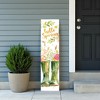 HomeRoots 36" White Green And Pink Solid Wood Floral Bouquet Hello Spring Porch Sign - 2 of 4