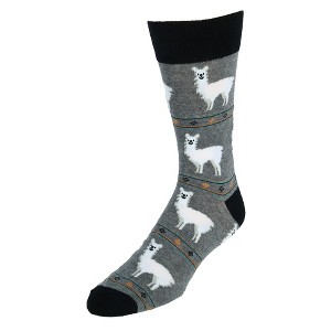 CTM Men's Alpaca Print Novelty Socks - 1 of 1