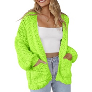 Clearlove Women's Cardigan Soft Pocketed Long Sleeves Casual Knitted Open Front Cardigans Lightweight Sweaters - 1 of 4