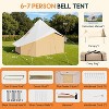 AMERLIFE Canvas Bell Tent for Camping, 4-Season Waterproof Glamping Tent with Stove Jack & Mesh Windows, Family Yurt Shelter for Outdoor, Parties - 2 of 4
