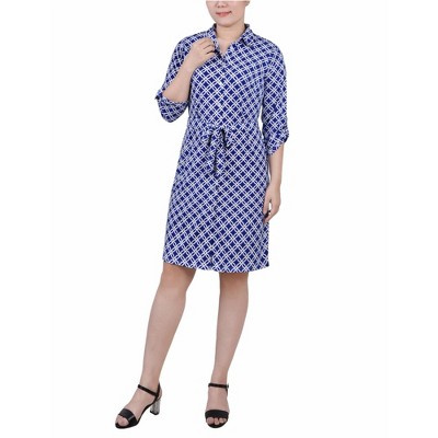 NY Collection Womens Collared Top Shirt Dress