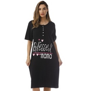 Just Love Womens Nightgown - Short Sleeve Henley Oversized Sleepwear Gown - 1 of 3