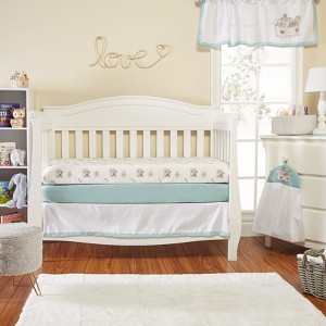 Everyday Kids Precious Moments Noah’s Ark 2 Pack Fitted Crib Sheets for Baby Boys; Animal Print and Solid Bright Green with Elephants, Giraffes, Bears - 1 of 4